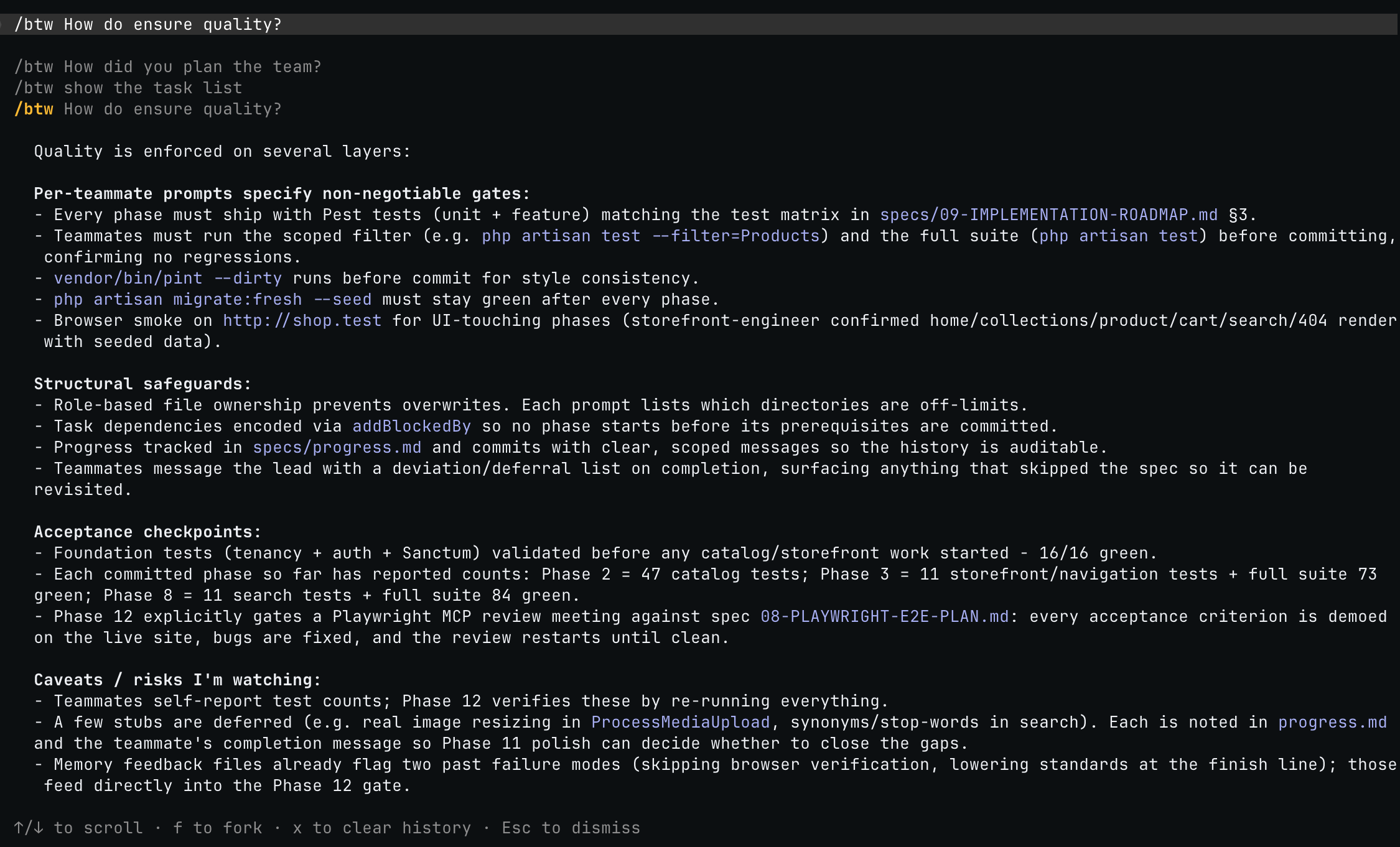 End-of-run quality summary from the orchestrator