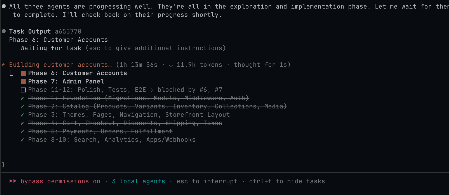 Claude Code spawning sub-agents for parallel implementation