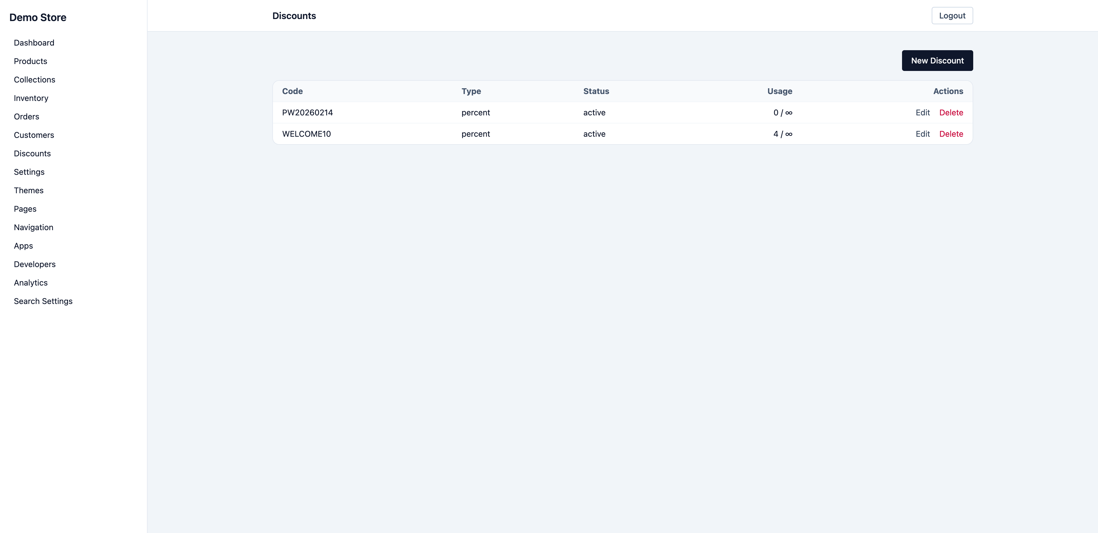 Admin discounts management